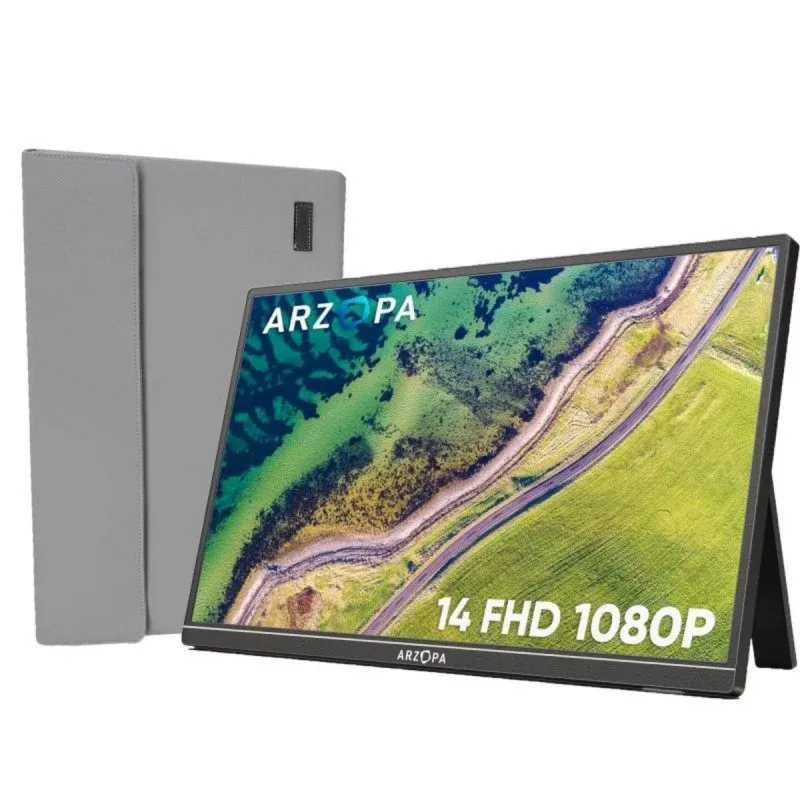 ARZOPA AR-A1S-P Monitor Portátil 14" FullHD 60Hz IPS HDR USB-C MiniDP com Altifalantes e Suporte