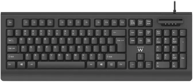 Teclado Ewent EW3287 com Smart Card Reader USB PT Preto