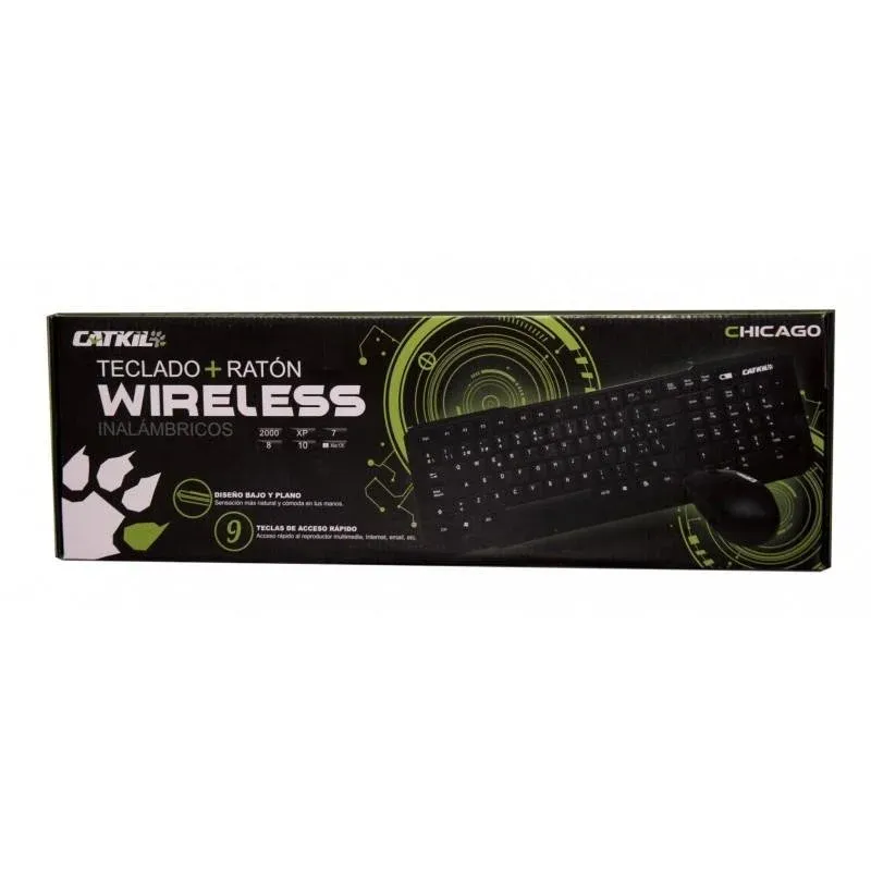 Teclado Catkil Wireless pack Chicago completo sem fios com rato ótico USB