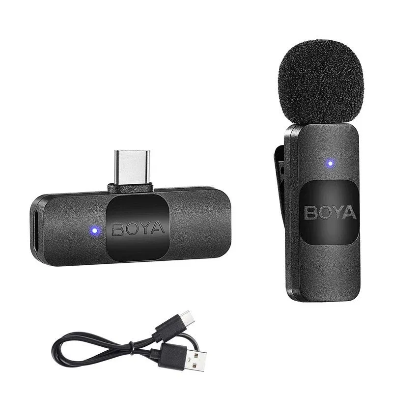 Boya BY-V10 Microfone de Lapela Sem Fios Android USB-C Preto