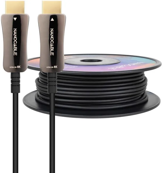 Cabo HDMI V2.1 AOC Nanocable 8K@60Hz 4K@120Hz 48Gbps A/M-A/M 30 m Preto