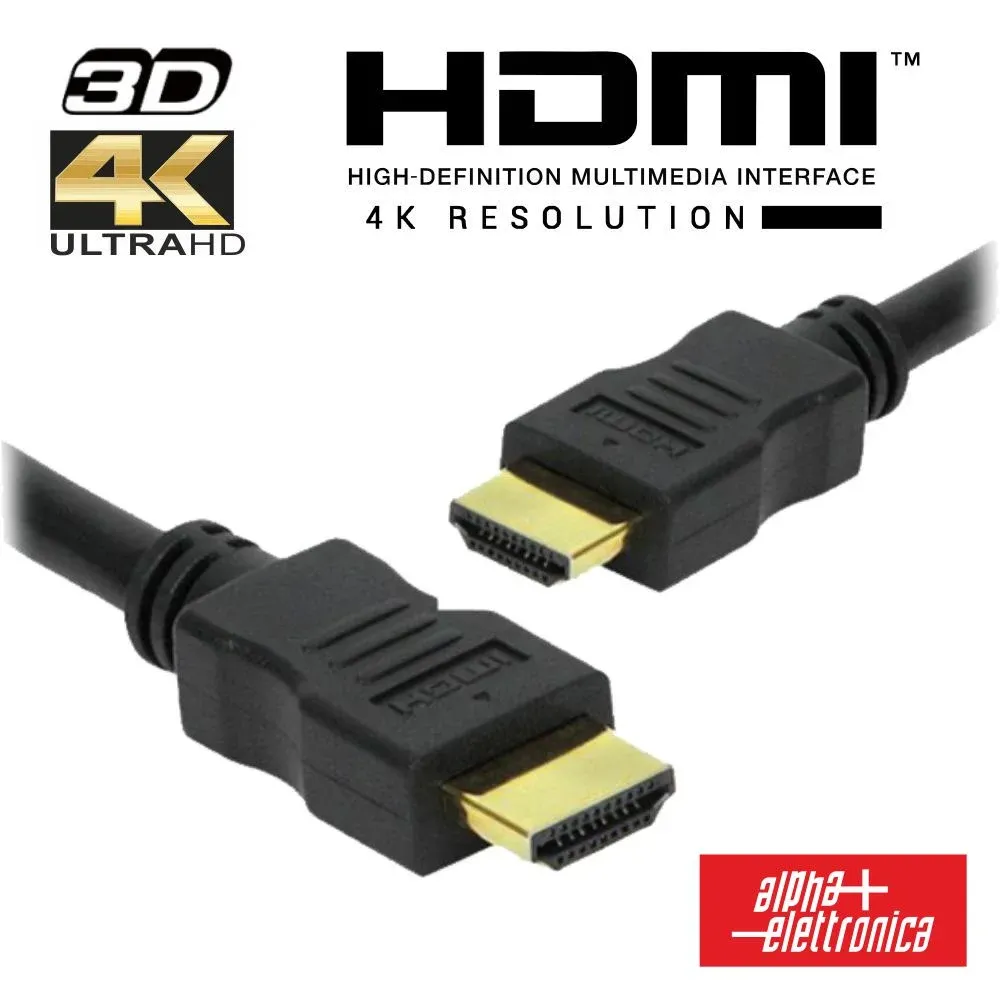 Cabo HDMI Dourado Macho / Macho 2.2 4K Preto 1m ALPHA
