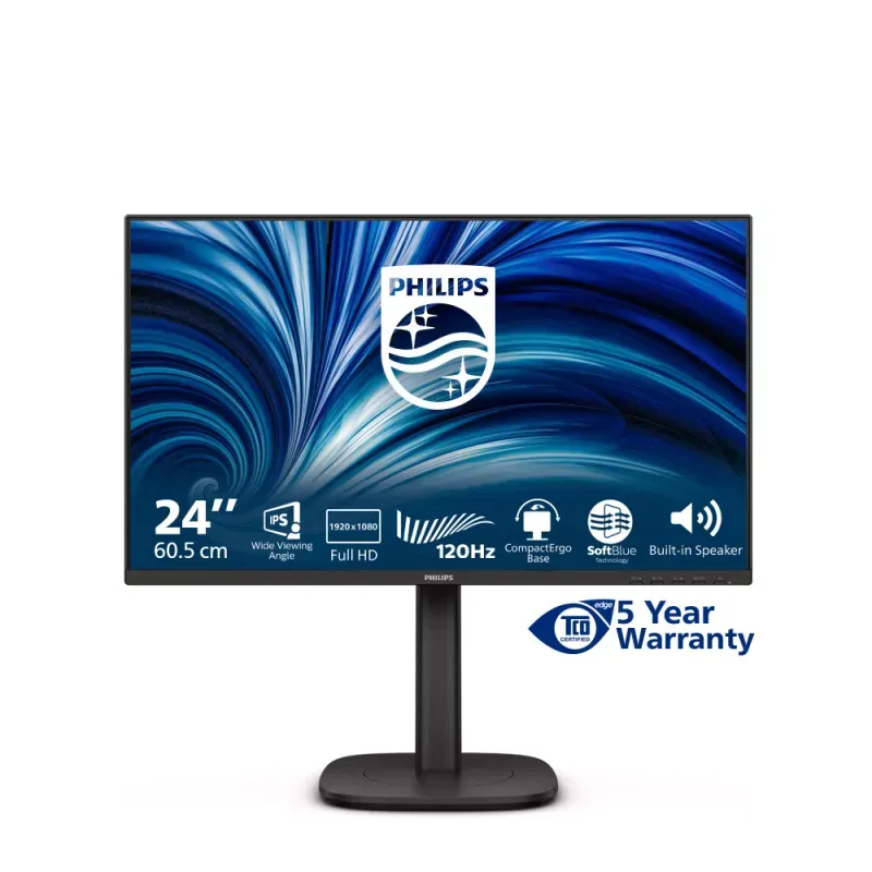 Philips 24B2N3200J - 3000 Series - monitor LED - 24" (23.8" visível) - 1920 x 1080 Full HD (1080p) @ 120 Hz - IPS - 1500:1 - HDMI, VGA, DisplayPort - altifalantes - preto