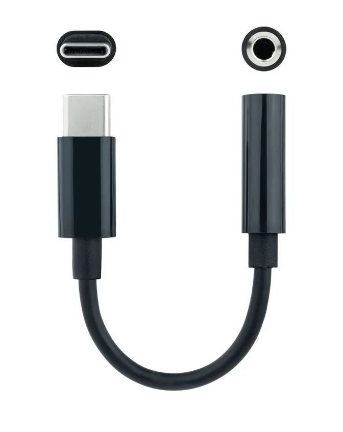Cabo Conversor de Áudio Nanocable USB-C/M Jack 3.5/F 11 CM Preto