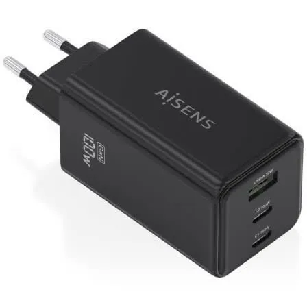 Carregador GaN 100W 2x USB-C + 1x USB-A (Preto) - AISENS
