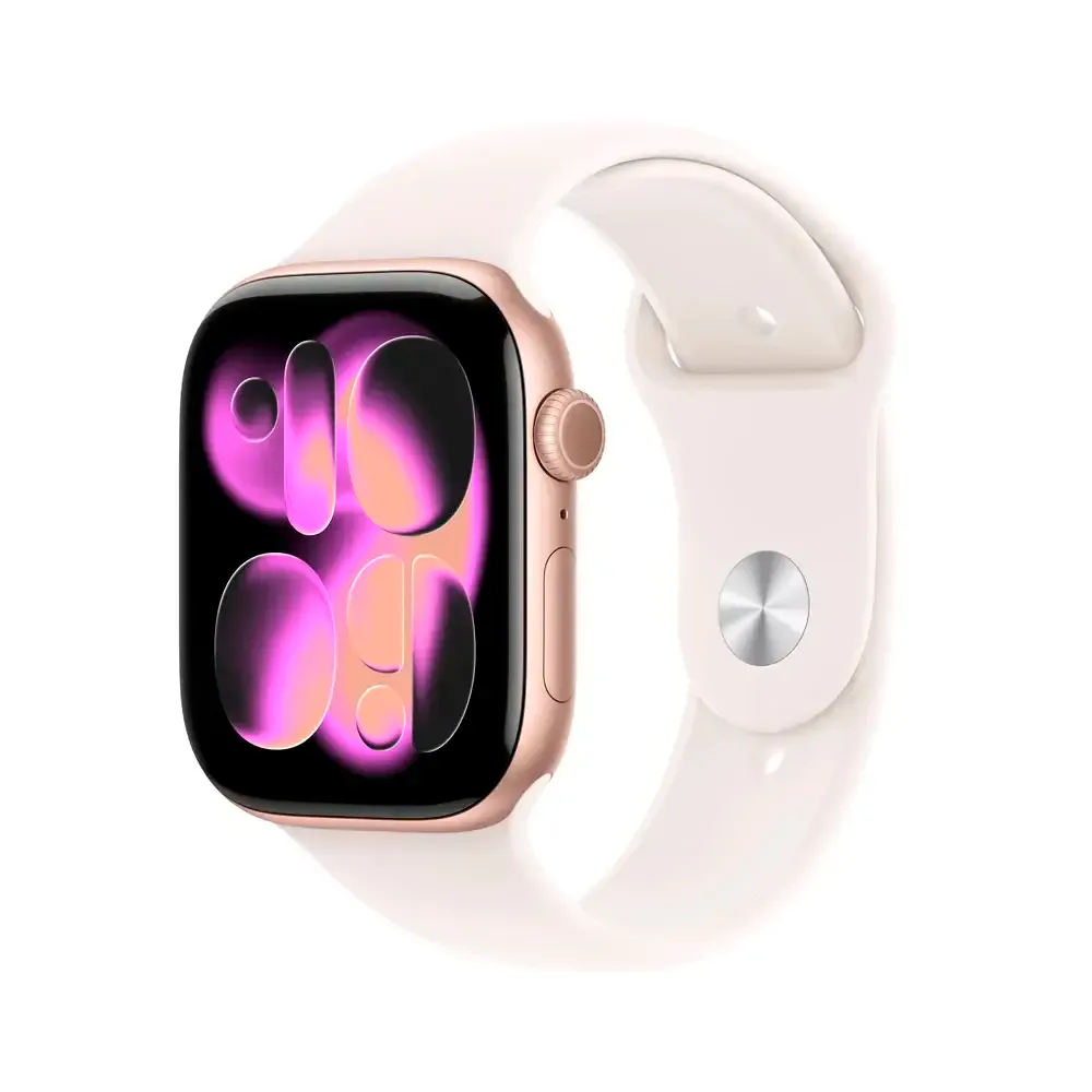 Apple Watch Series 11 GPS 46mm Alumínio Rosa-dourado c/ Bracelete Desportiva Rosa Leve M/L