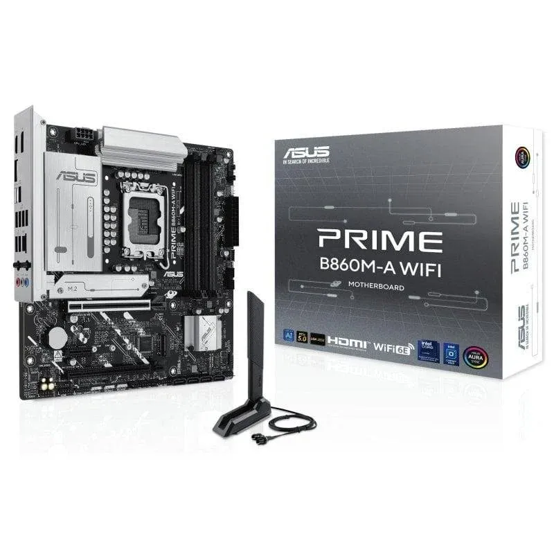 Motherboard ASUS PRIME B860M-A WIFI B860 LGA 1851 DDR5 micro ATX Wi-Fi 6E PCIe 5.0 2.5GbE M.2 RAID