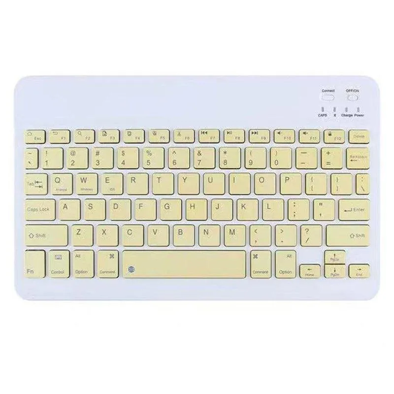 Teclado Royal Bailey Cs030 Bluetooth QWERTY leve e durável amarelo