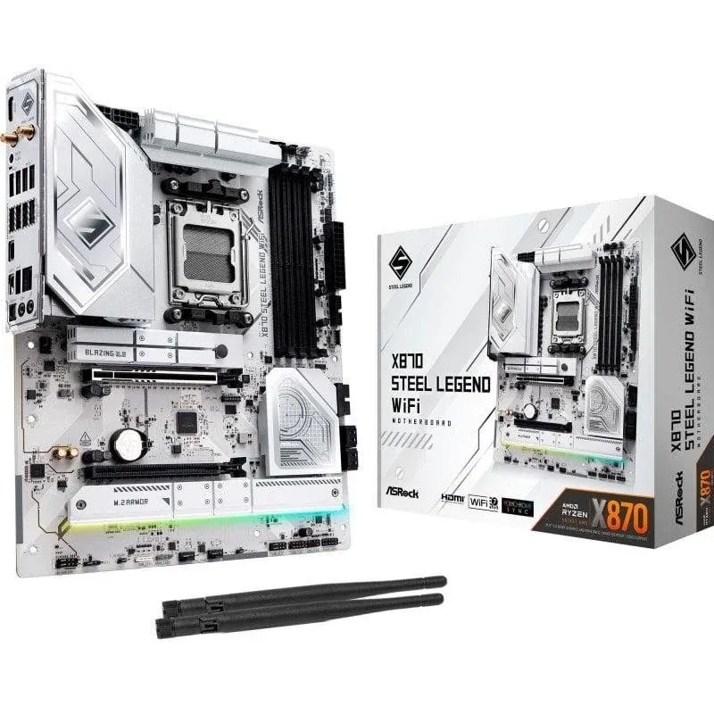 Motherboard ASRock X870 STEEL LEGEND AMD X870 AM5 DDR5 ATX WiFi 7 USB4 2.5GbE M.2 RAID