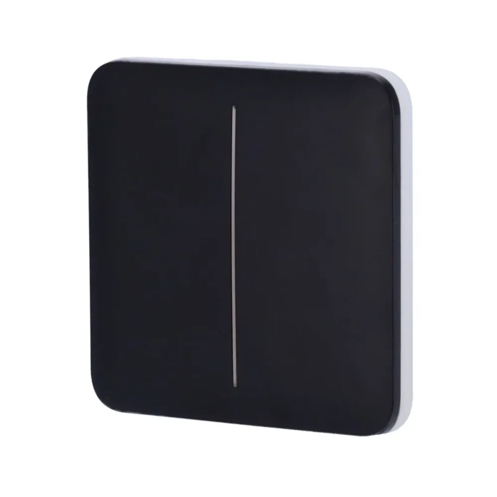 Painel Táctil para Interruptor de Luz Dupla Preto - AJ-SOLOBUTTON-2G-B
