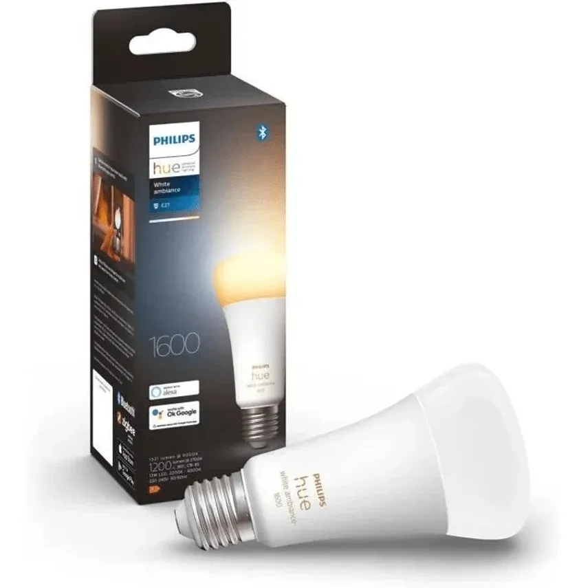 Lâmpada Philips Hue White Ambiance E27 LED equivalente 100W 1600 lúmen compatível com Bluetooth
