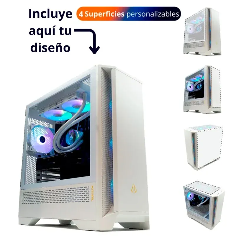 Caixa de Computador Torre ATX Forgeon Mithril ARGB Mesh Branca 4 Superfícies Personalizáveis