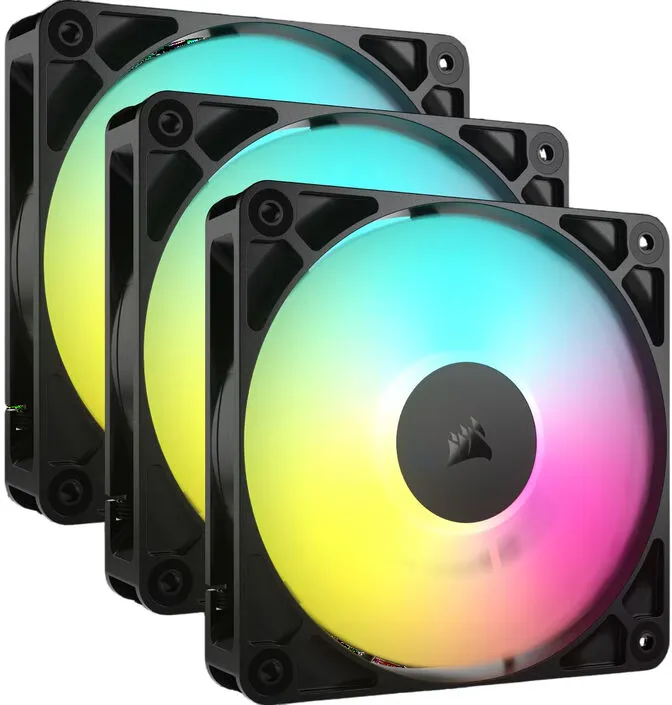 Ventoinha Corsair RS120-R ARGB Reverse PWM Preta 120mm (Pack 3)