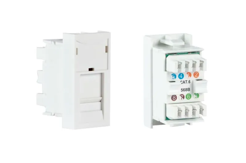 Conector RJ45 CAT6 T568B p/ Painel Ligação ½ Branco - WP-49RJ