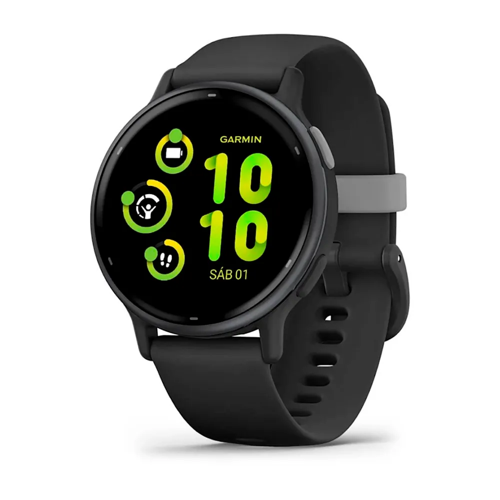 Smartwatch Garmin Vívoactive 5 Rebordo em Alumínio Cor Ardósia com Caixa Preta e Bracelete em Silicone