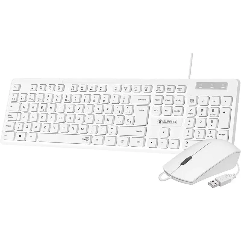 Subblim Combo Business Slim Teclado + Rato USB Silencioso Branco