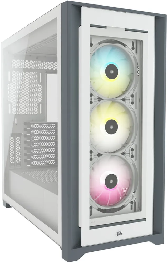 Caixa E-ATX Corsair iCUE 5000X RGB Smart Branca Vidro Temperado