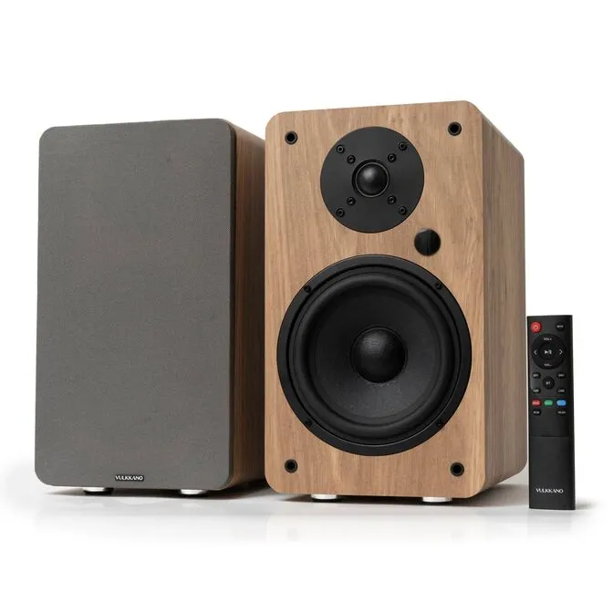 Colunas Hi-Fi Vulkkano A6 ARC Studio 2.0 Bluetooth HDMI ARC 120W RMS Castanhas