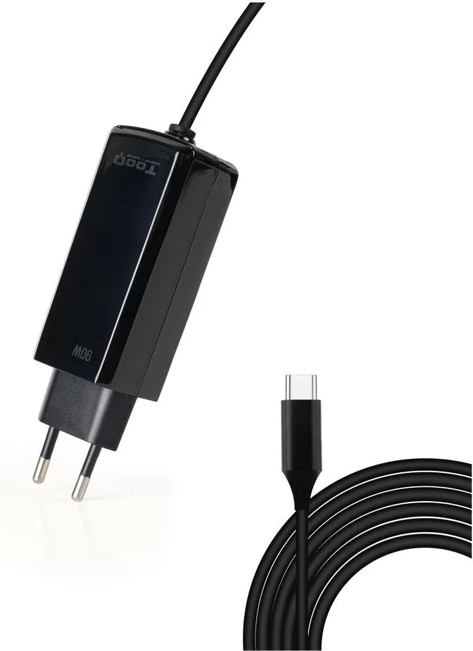 Carregador de Portátil GaN Tooq USB-C PD 90W Preto