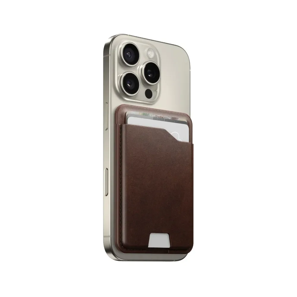 Carteira Nomad Couro Horween MagSafe c/ Find My Castanha