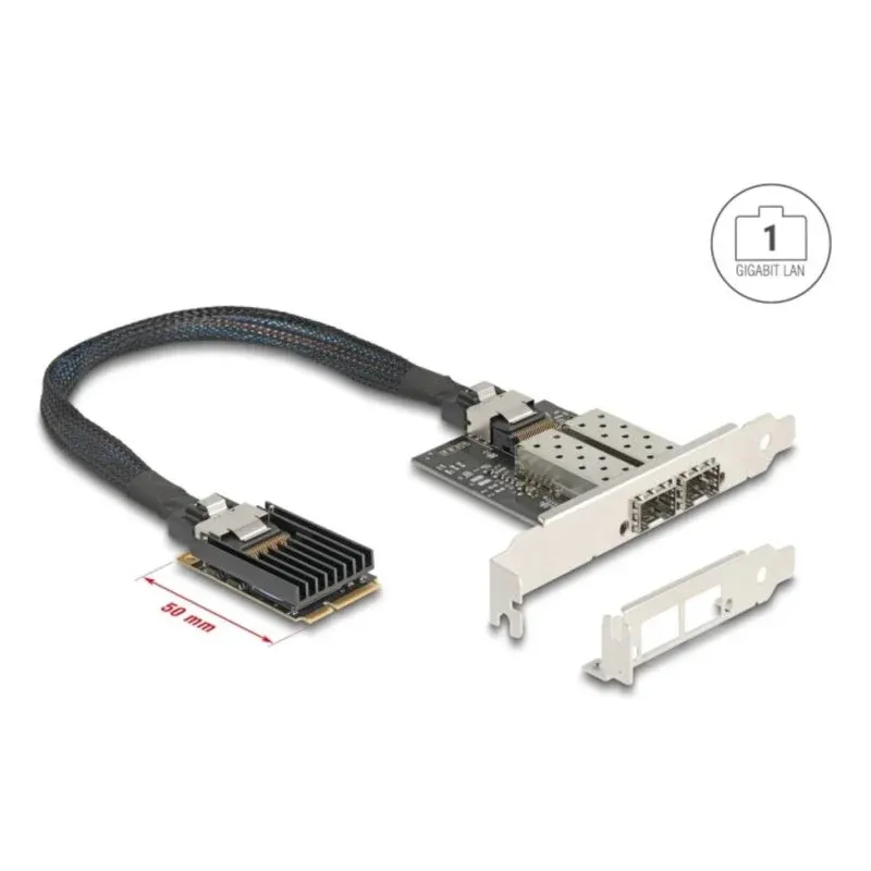 Tarjeta de Rede DeLock 95281 Mini PCI Express 2x SFP 4 Gbps Low Profile