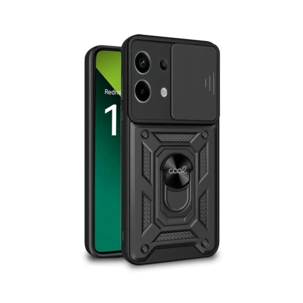 Capa Silicone Anti-choque c/anel Xiaomi Poco X6 5G Preta