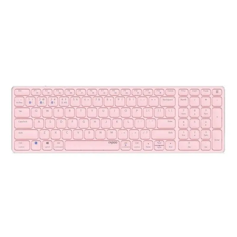 Teclado Rapoo E9700M de membrana Layout Inglês touchpad integrado rosa recarregável