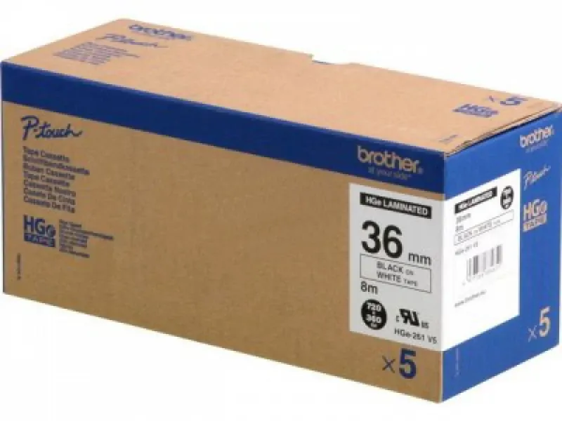 BROTHER HGE261V5 tape cassette 36mmx8m 5 pack
