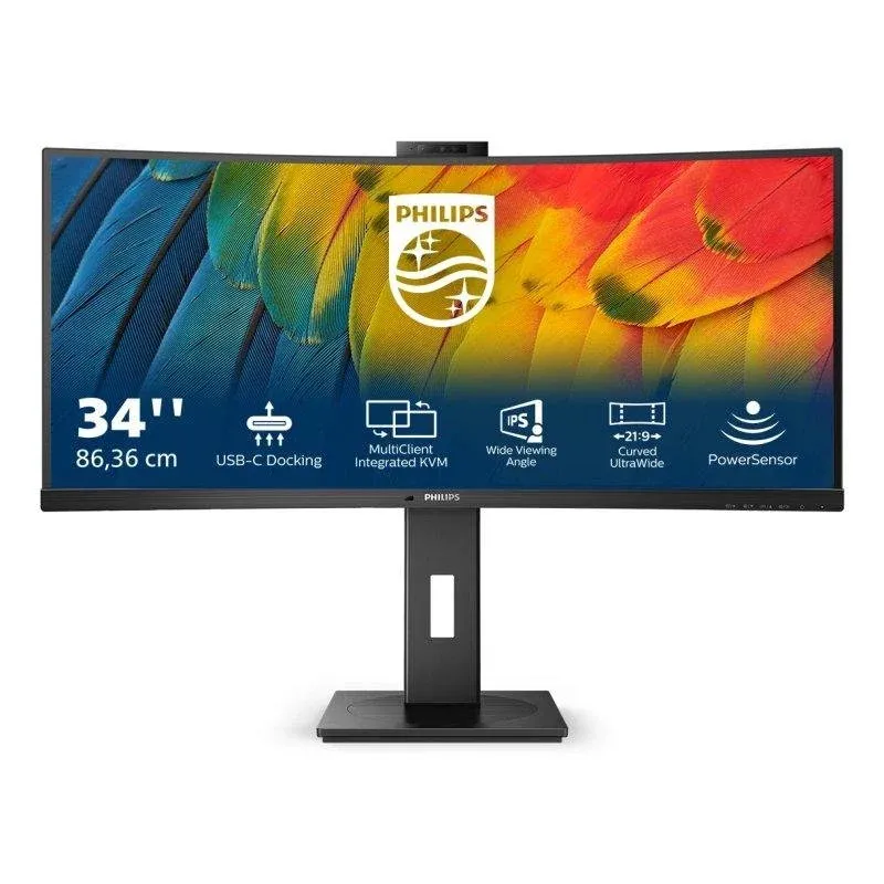 Monitor Philips 34B1U5600CH/00 34" WQHD 100Hz VA Curvo USB-C Webcam 4ms KVM