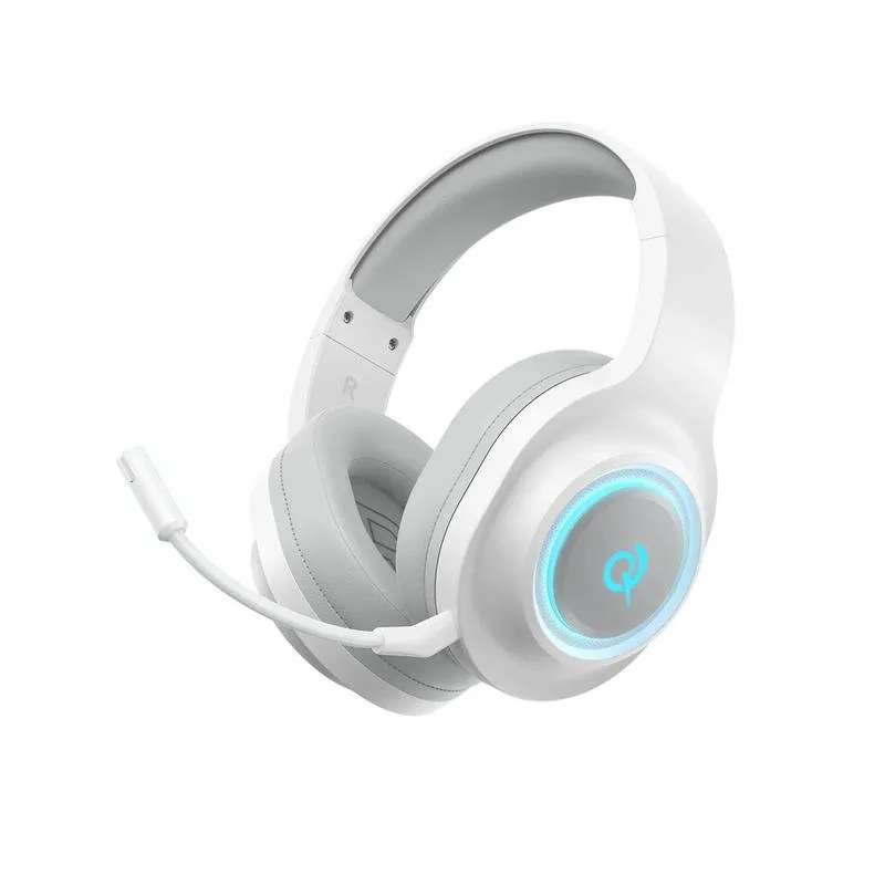 Auriculares QCY Heroad V200 sem fios e com cabo Bluetooth 6.0 gaming microfone branco