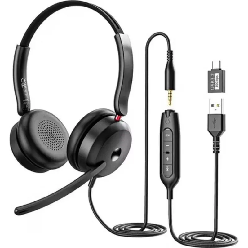 Auriculares Onikuma X81 com cabo USB-C gaming microfone controlo volume preto