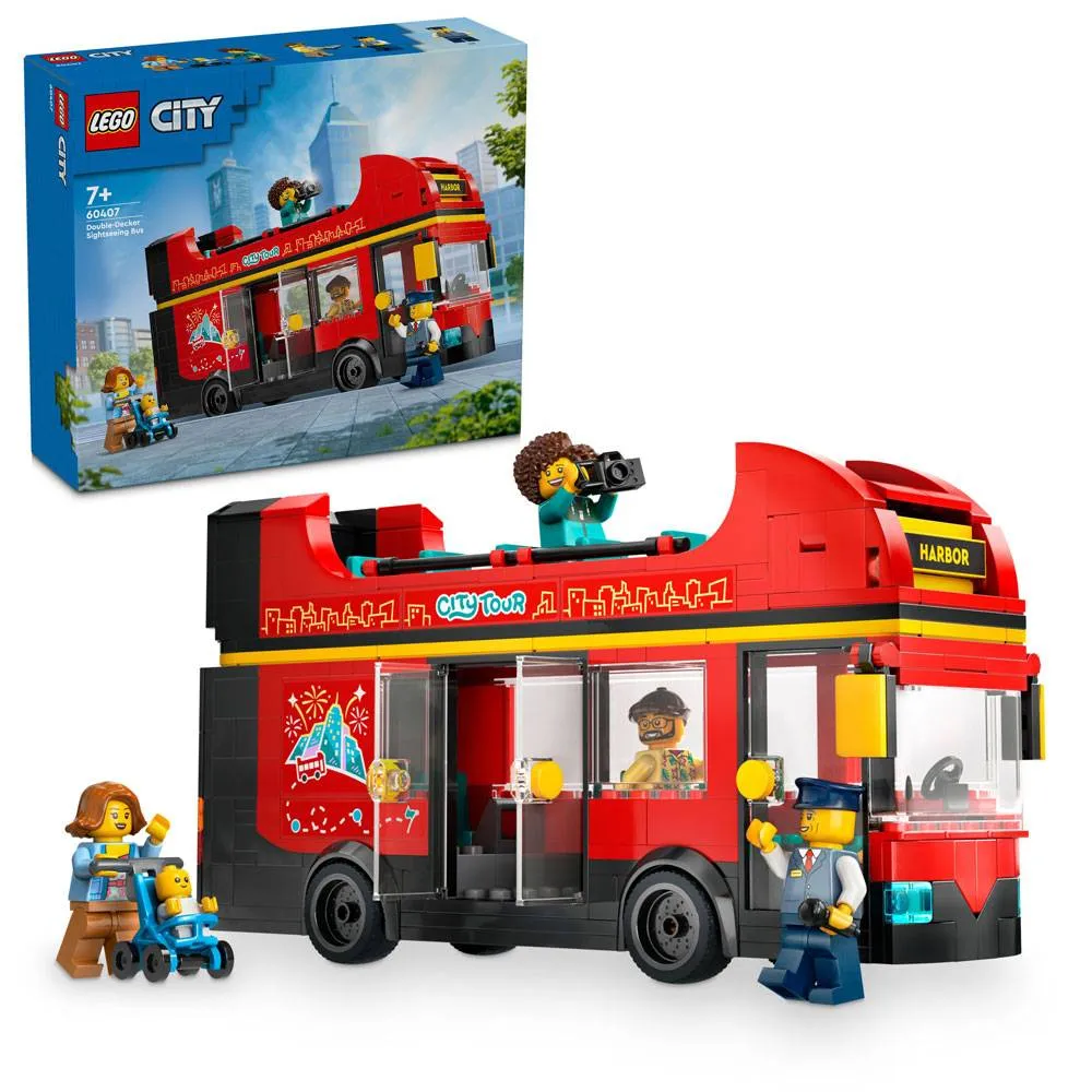 LEGO City: Autocarro Turístico Vermelho de 2 Pisos | Idades 7+ | 384 Peças | Item 60407