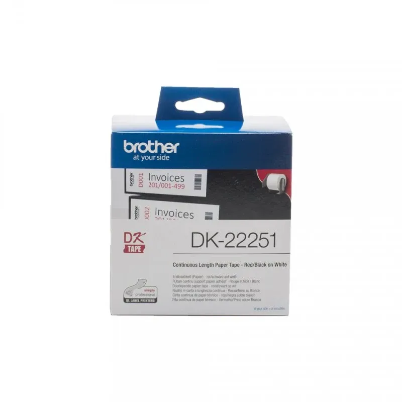 BROTHER ROLO PAPEL TERMICO CONT DK22251 62MM PRETO/VERMELHO (BRANCO)