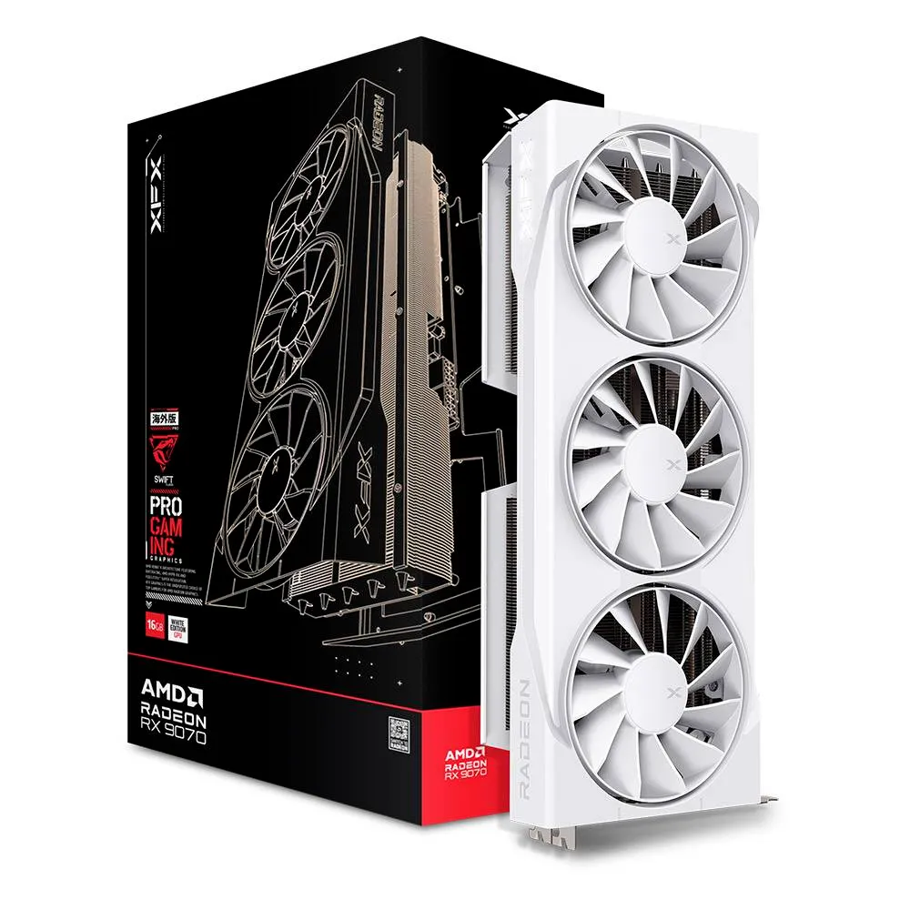 Placa Gráfica XFX AMD Radeon RX 9070 RDNA 4 Swift OC White Triple Fan Gaming 16GB GDDR6