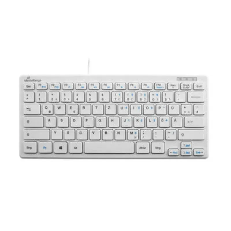 Teclado MediaRange MROS113 mini USB QWERTZ branco compacto para escritório