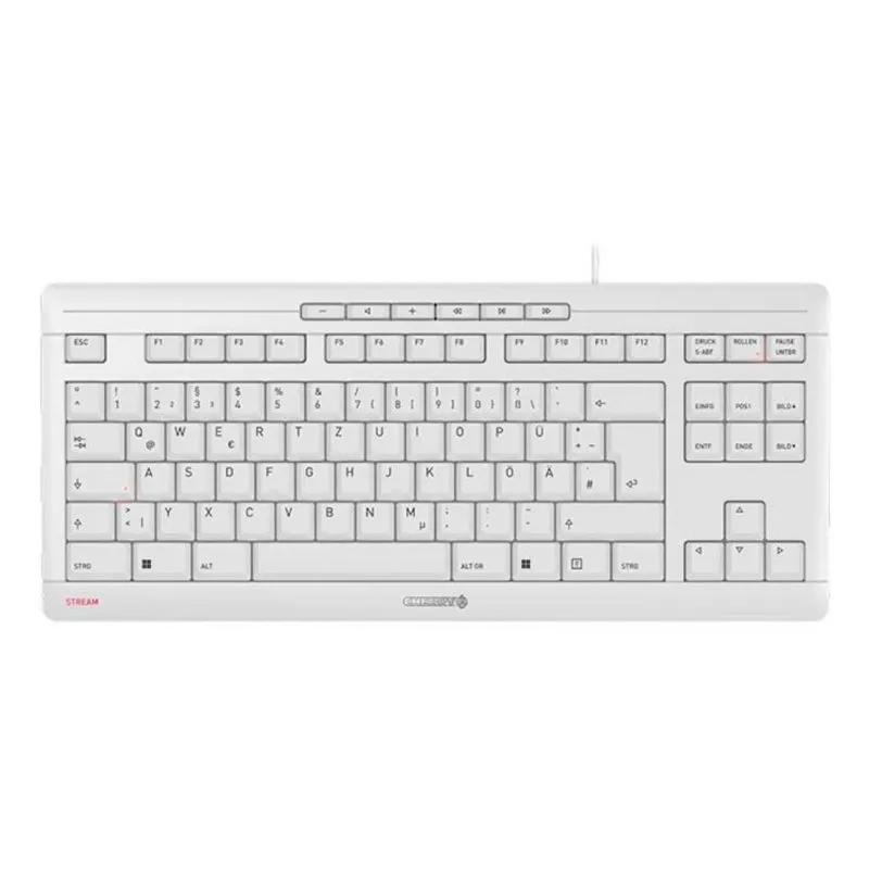 Teclado Cherry STREAM TKL compacto com cabo e switch tesoura multimédia
