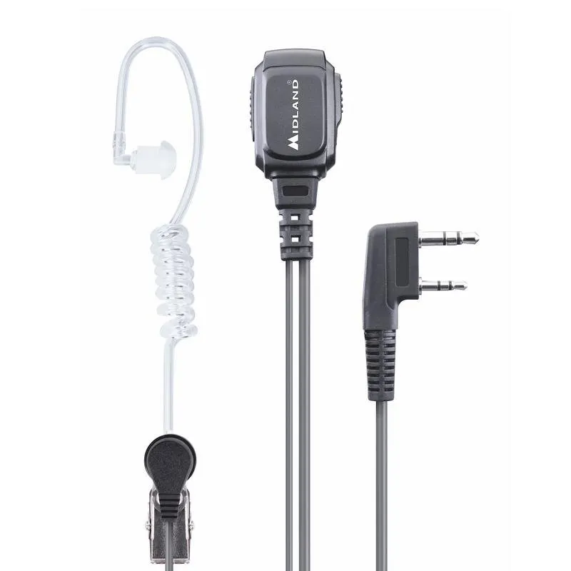 Auriculares Midland MA 31LK Pro com cabo, ligação 3,5 mm, intra-auriculares pretos e transparentes