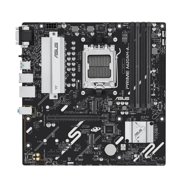 ASUS PRIME A620AM-A-CSM Motherboard Micro-ATX A620 AM5 DDR5 PCIe 4.0 2xM.2 RGB RAID ECC