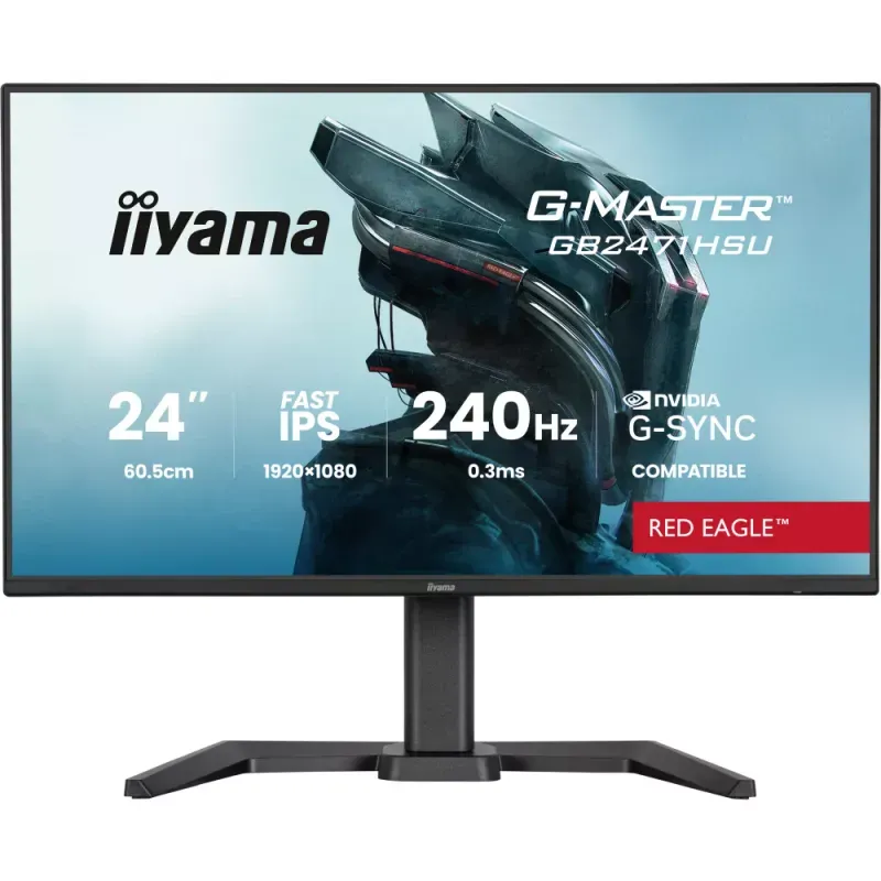 iiyama G-MASTER Red Eagle GB2471HSU-B1 - Monitor LED - gaming - 24" - 1920 x 1080 Full HD (1080p) @ 240 Hz - Fast IPS - 350 cd/m² - 1000:1 - 0.3 ms - HDMI, DisplayPort - altifalantes - preto, mate