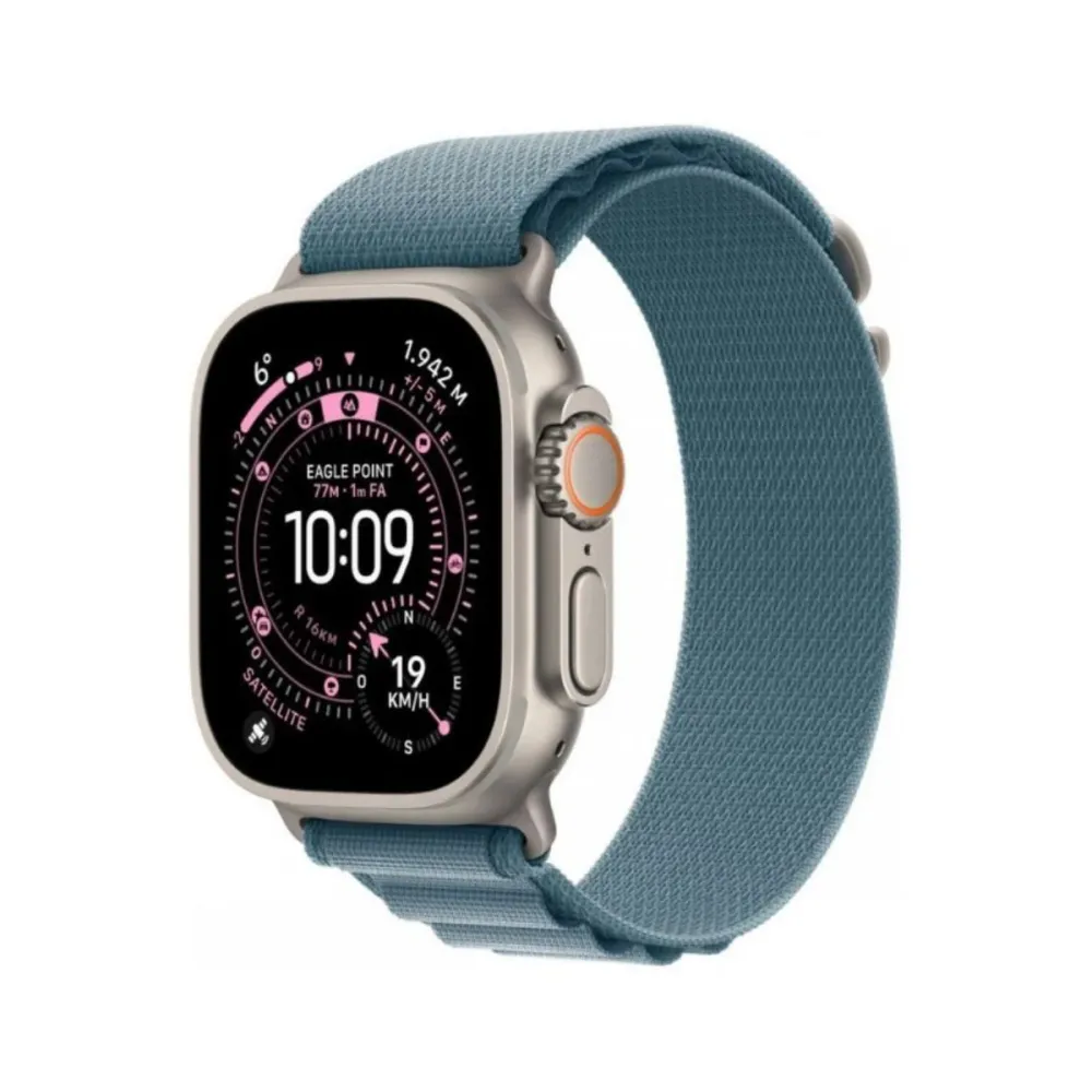 Smartwatch Apple Watch Ultra 3 GPS + Celular 49mm Titânio Natural c/ Bracelete Loop Alpine Azul-Claro L