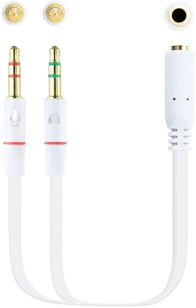 Cabo de Divisão Áudio Nanocable Jack 3,5/F 3 PINOS 2x Jack 3,5/M 4 PINOS 20 CM Branco