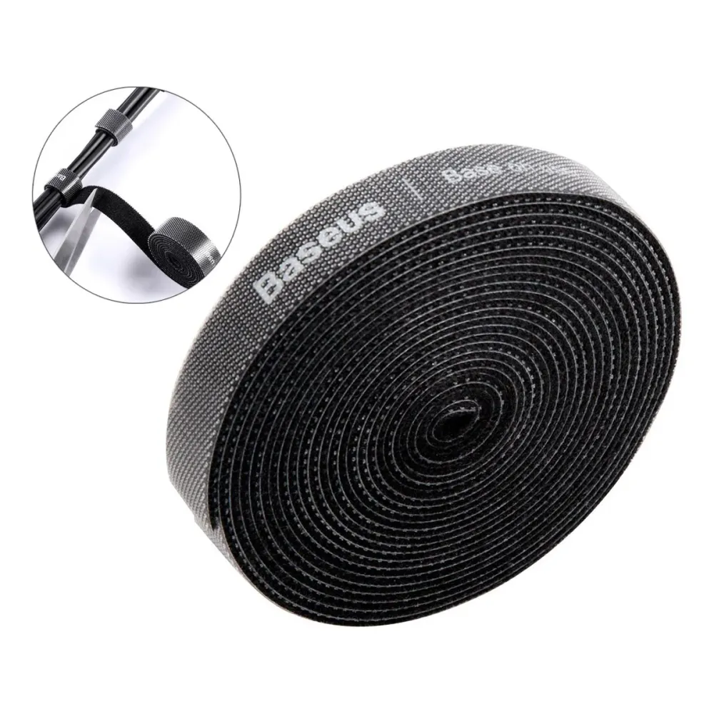Organizador de Cabos em Velcro Baseus 3m Preto