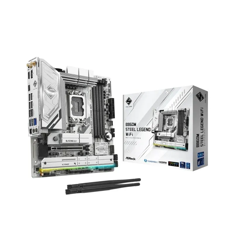 Placa mãe Asrock B860 LGA 1851 Micro ATX B860M Steel Legend WiFi 6E DDR5 256 GB PCIe 2.5G LAN