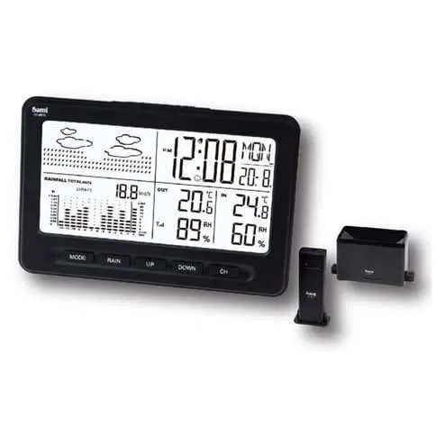 Sami Ld-9815 Estação Meteorológica - Alarme, Luz Led, Temperatura Interna E Exterior, Preto