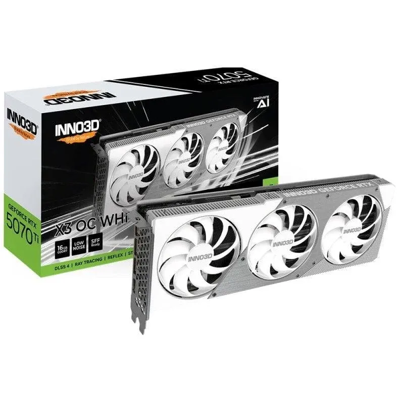 Placa gráfica Inno3D GeForce RTX 5070 Ti X3 OC 16GB GDDR7 Reflex 2 DLSS4 RTX IA Ray Tracing