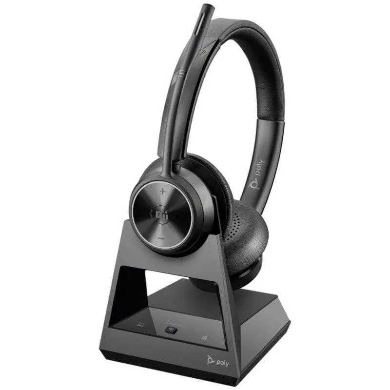 Auriculares Poly Savi 7320 Office Inalámbricos DECT para Chamadas com Cancelamento de Ruído Preto