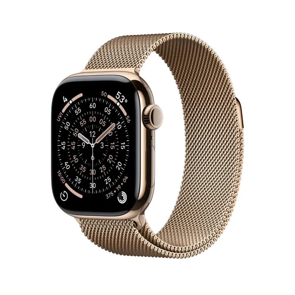 Smartwatch Apple Watch Series 11 GPS + Celular 42mm Titânio Dourada c/ loop Milanesa Dourada