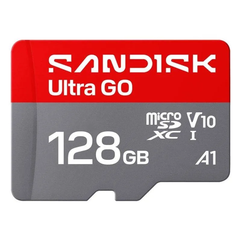 Cartão de memória Sandisk Ultra GO 128GB microSDXC UHS-I 190MB/s V10 Cinza Vermelho