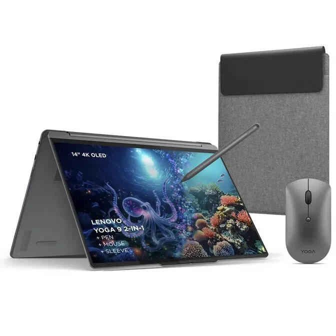 Portátil Lenovo Yoga Pro 9 2-in-1 14ILL10-507 14" Ultra 7 258V 32GB DDR5 1TB Intel ARC 140V 4K Touch W11 + Yoga Pen + Rato Yoga + Sleeve