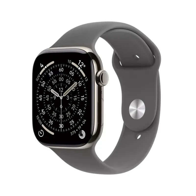 Apple Watch Series 11 (GPS + Cellular) - 46 mm - titanium natural - relógio inteligente Com banda de desporto - fluoroelastómero - cinzento pedra - tamanho da banda: M/L - 64 GB - LTE, Wi-Fi 4, UWB, Bluetooth - 5G - 43.1 g